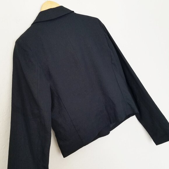 Jason Wu Double Breasted Linen Blend Cropped Blazer Jacket S Black $310 Designer - Picture 6 of 15